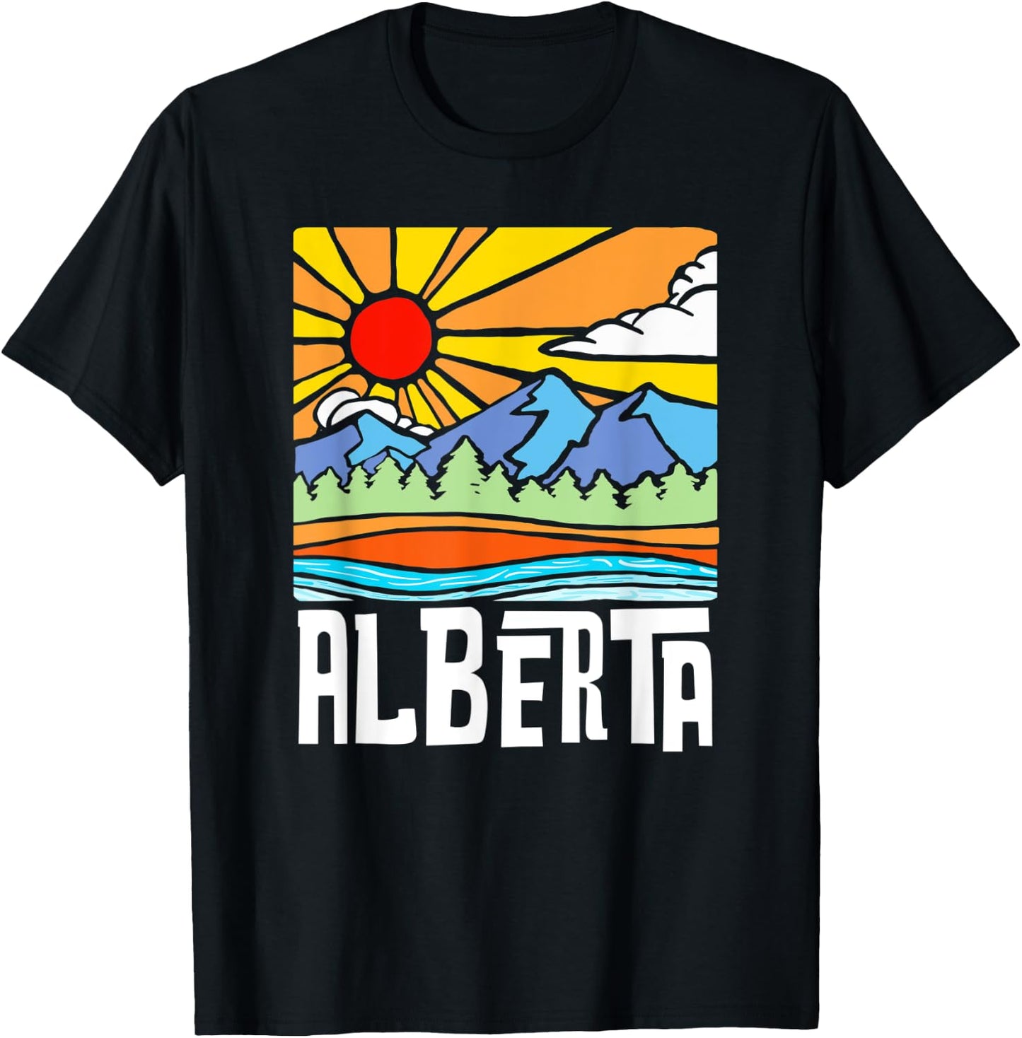 Alberta Canada Artistic Nature & Mountains Vintage T-Shirt - T-Shirt | Black