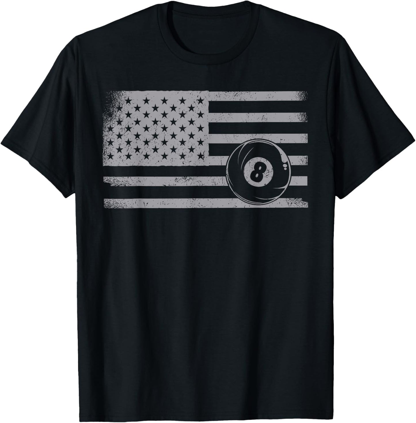 Billiards Pool Player Ball American Flag Vintage 8 Ball Men T-Shirt - T-Shirt | Black