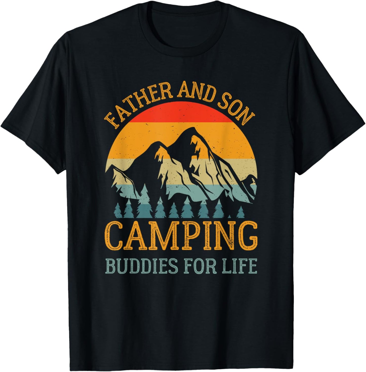 Fun Family Matching Camping for Dad and Son Father and Son Camping Buddies for Life Gift Dad T-Shirt - T-Shirt | Black