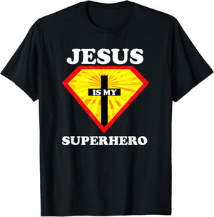 Jesus Is My Superhero Cute Powerful Christian Gift American T-Shirt - T-Shirt | Black