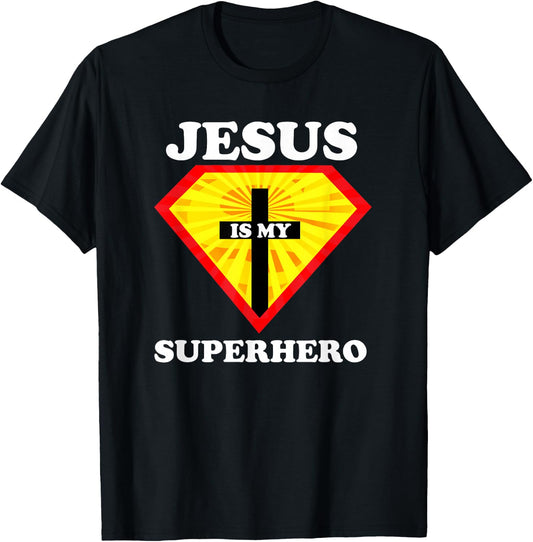 Jesus Is My Superhero Cute Powerful Christian Gift American T-Shirt - T-Shirt | Black