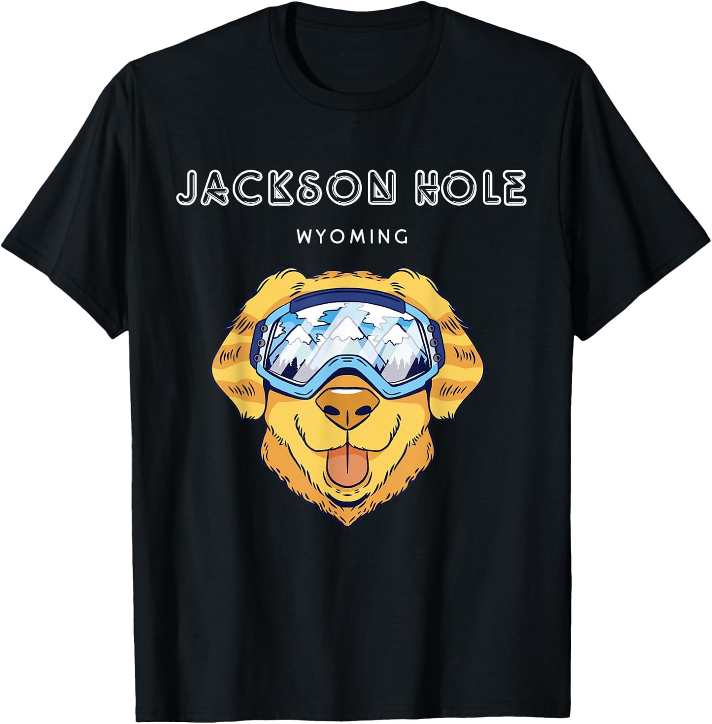 Jackson Hole Wyoming - Funny Dog Ski Googles T-Shirt - T-Shirt | Black