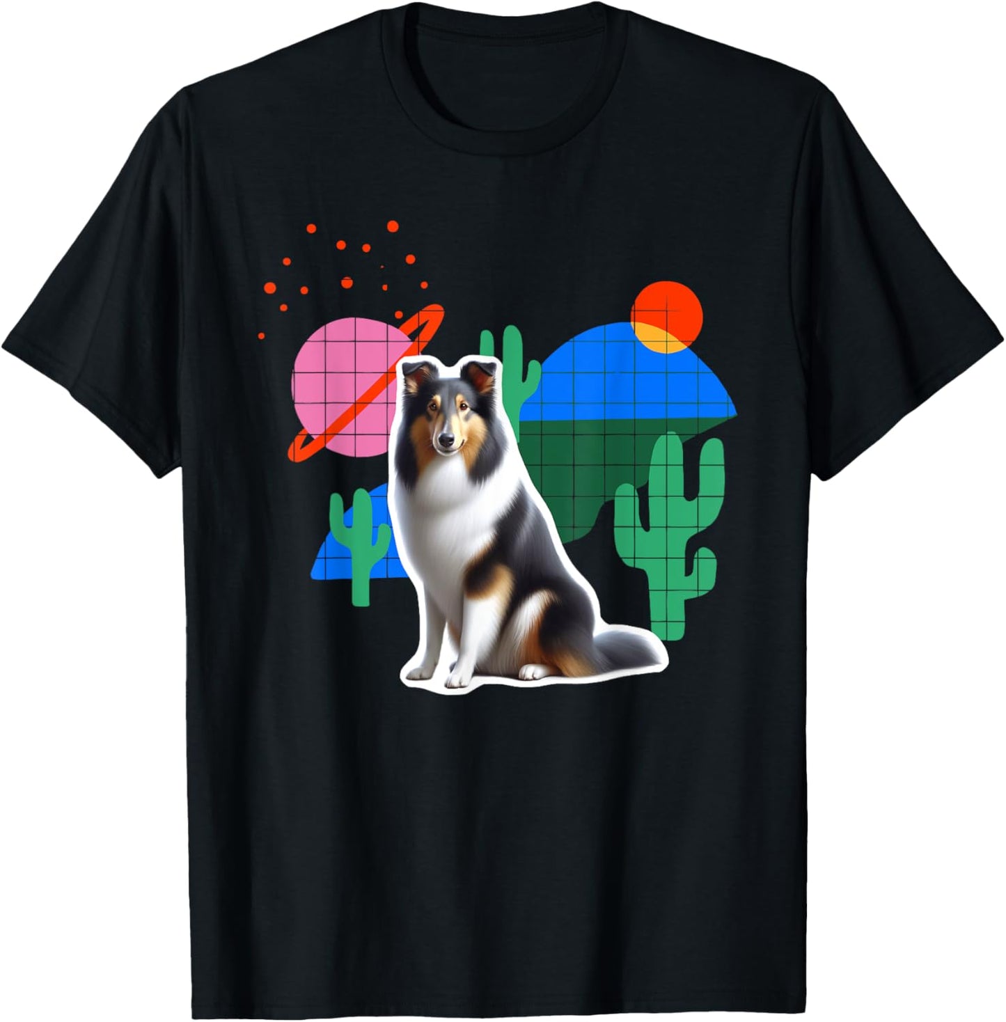 Collie Desert Design Dog Women Kids T-Shirt - T-Shirt | Black