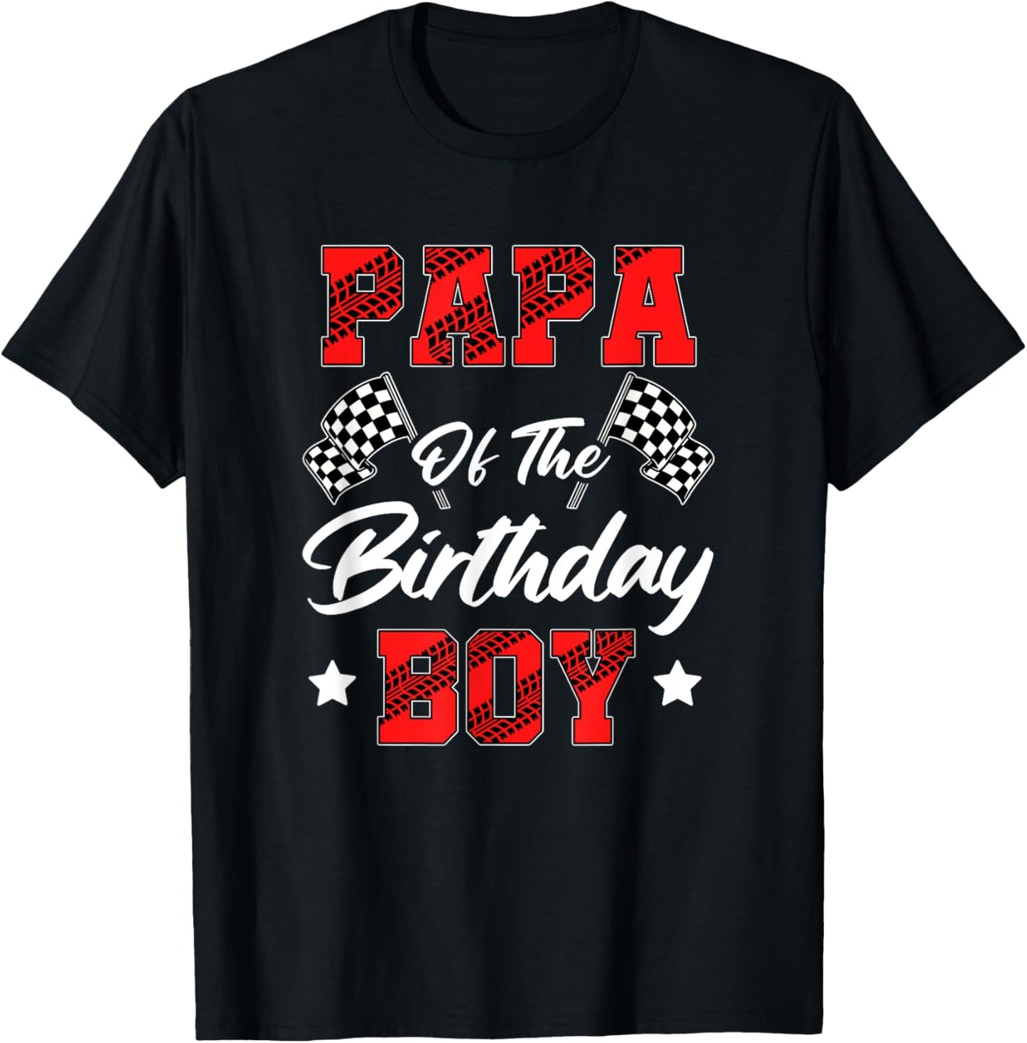 Race Car Papa Of The Birthday Boy Racing Family Pit Crew T-Shirt - T-Shirt | Black