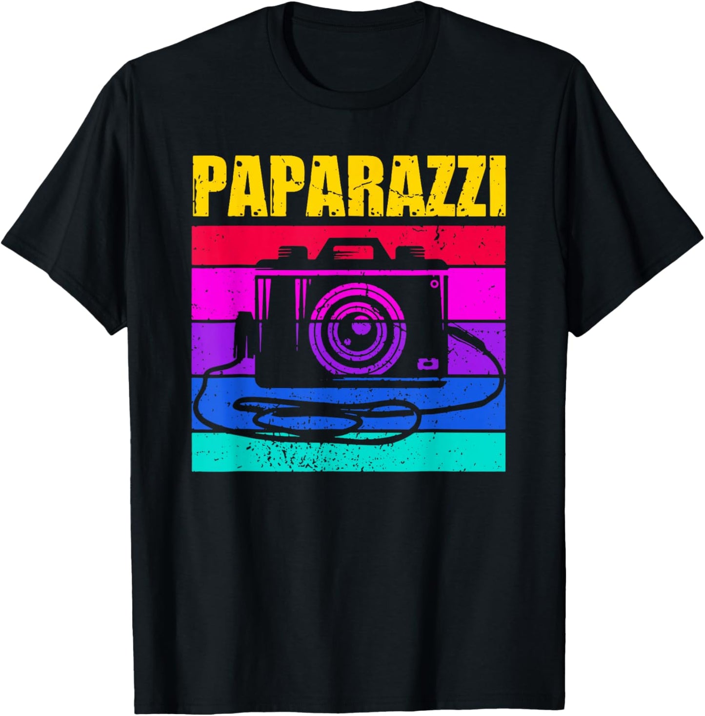 Vintage Paparazzi Camera Lover Photographer Daddy T-Shirt - T-Shirt | Black