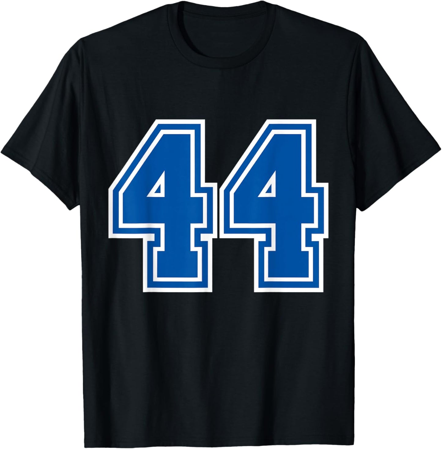 White Blue Sports Team Number 44 T-Shirt - T-Shirt | Black