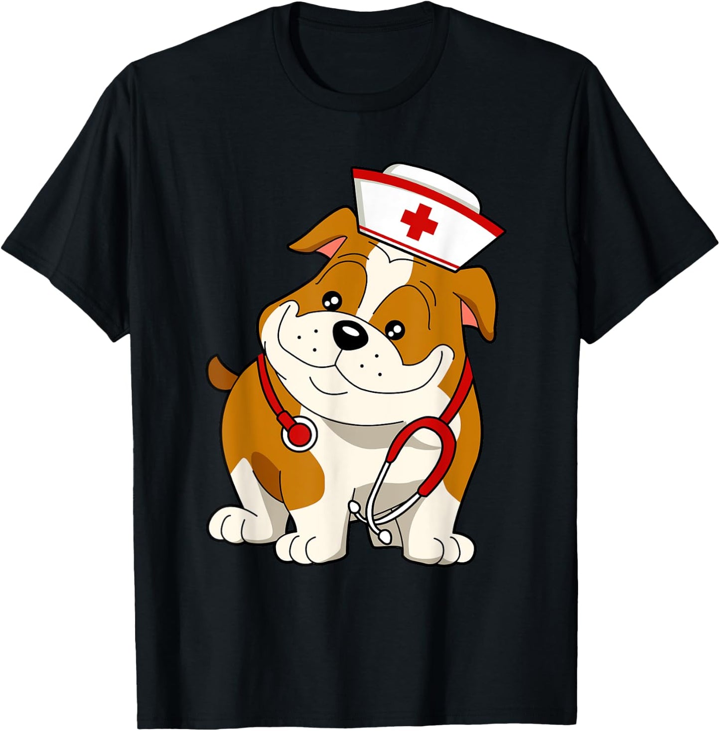 Bulldog Dog Nurse appreciation International Nurse Day Men Women Kids T-Shirt - T-Shirt | Black