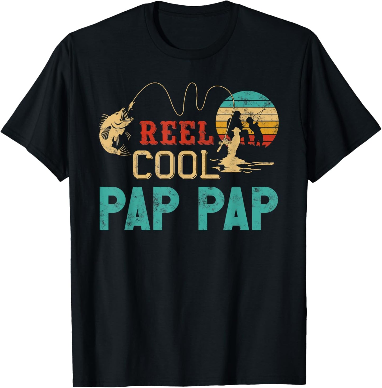 Reel cool Pap Pap Fishing Father’s Day gift Fisherman G-Dad T-Shirt - T-Shirt | Black