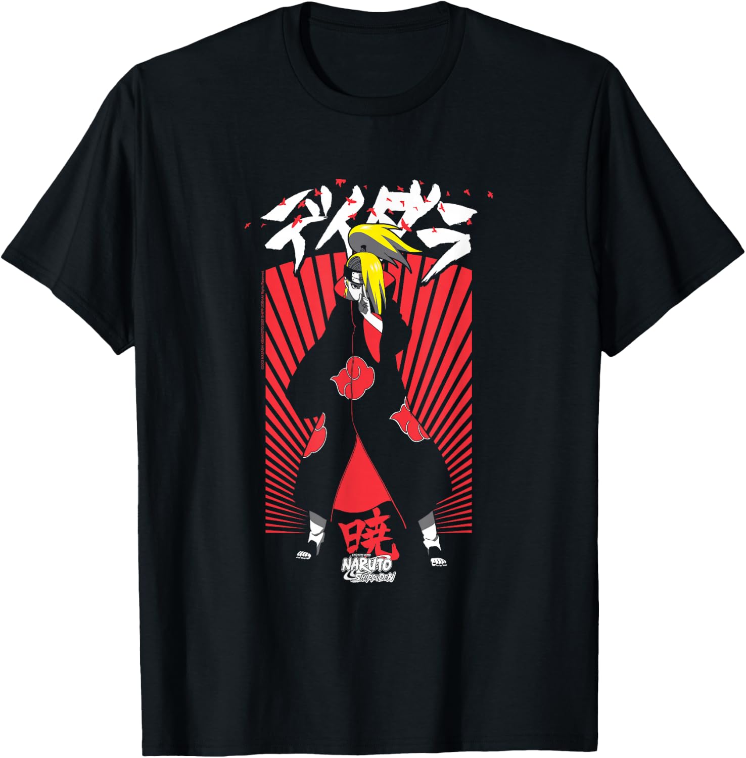 Naruto Shippuden Deidara Jutsu with Kanji Anime T-Shirt - T-Shirt | Black