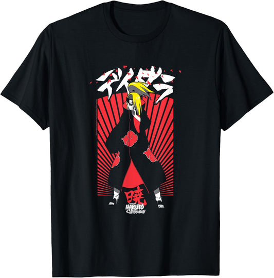 Naruto Shippuden Deidara Jutsu with Kanji Anime T-Shirt - T-Shirt | Black
