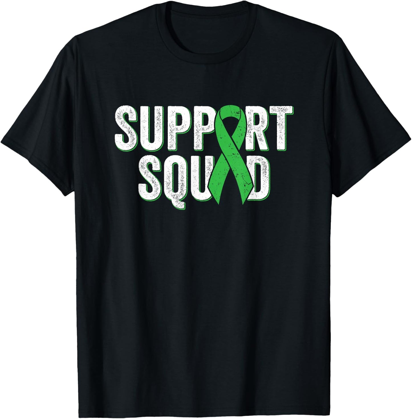 Kidney Disease Support Squad - Green Awareness Ribbon T-Shirt - T-Shirt | Black