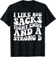 I Like Big Sacks Tight Ends And A Strong D Groovy Football T-Shirt - T-Shirt | Black