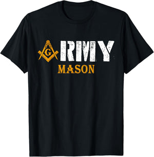 Freemason Army Compass & Square Masonic Symbol Vintage T-Shirt - T-Shirt | Black