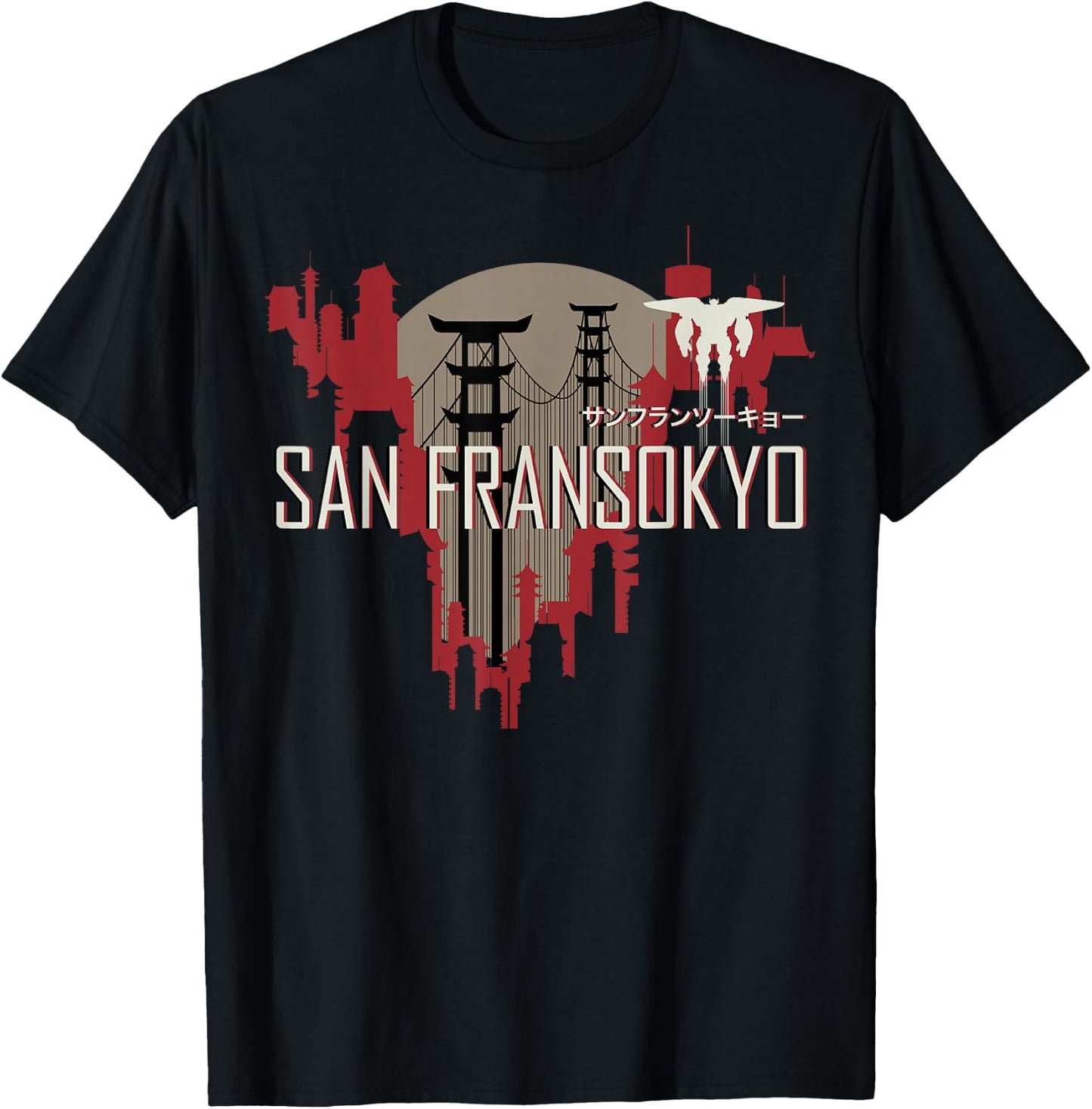 Disney Big Hero 6 San Fransokyo Skyline Silhouette T-Shirt - T-Shirt | Black