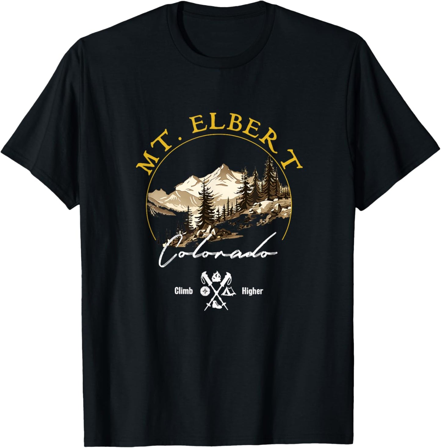 Mt. Elbert Retro Vintage Apparel - Mt. Elbert Souvenir T-Shirt - T-Shirt | Black