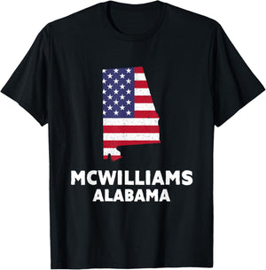 Distressed Patriotic USA Flag McWilliams, Alabama T-Shirt - T-Shirt | Black
