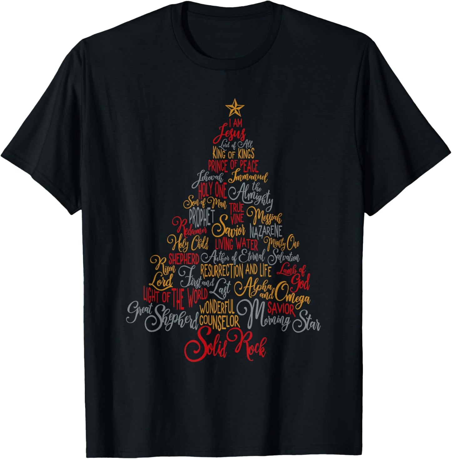 Names Of Jesus Christmas Tree Gift Amazing Xmas Tree Gift T-Shirt - T-Shirt | Black