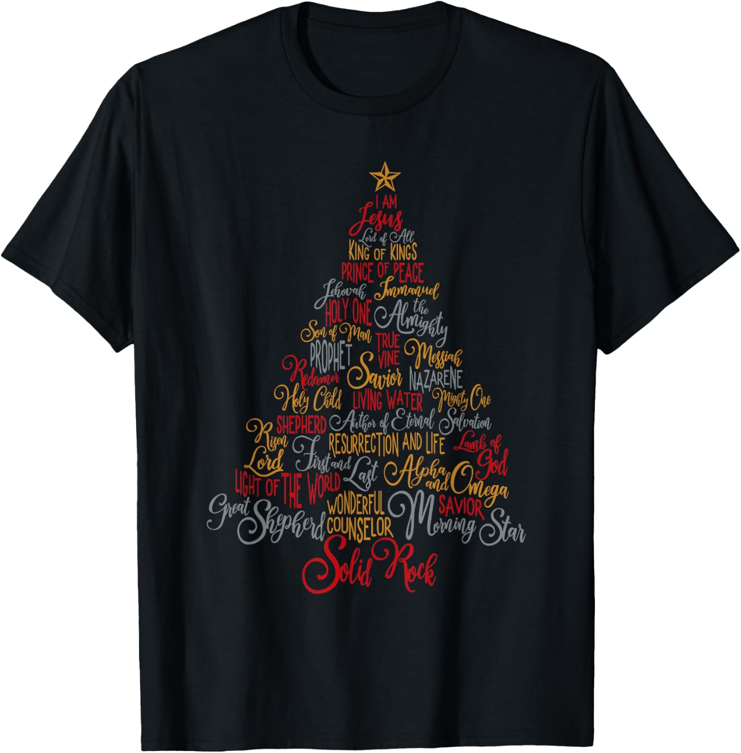 Names Of Jesus Christmas Tree Gift Amazing Xmas Tree Gift T-Shirt - T-Shirt | Black
