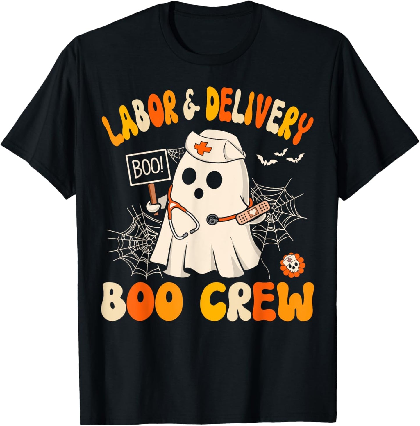 Labor & Delivery Boo Crew Funny L&d Nurse Halloween T-Shirt - T-Shirt | Black