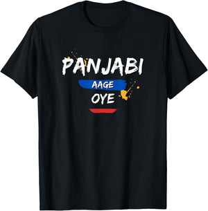 Punjabi Aage Oye Colorful Panjabi Aa Gaye Diljit Dosanjh T-Shirt - T-Shirt | Black
