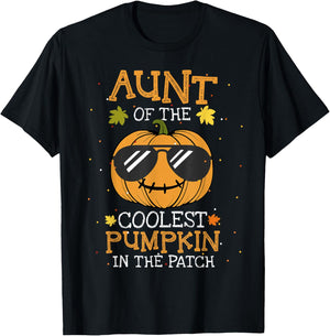 Aunt Of The Coolest Pumpkin In The Patch Halloween T-Shirt - T-Shirt | Black