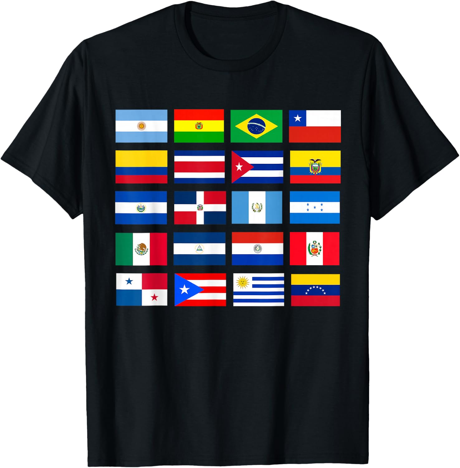 Latin American Flags Hispanic Heritage Month T-Shirt - T-Shirt | Black