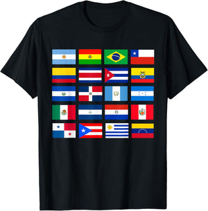 Latin American Flags Hispanic Heritage Month T-Shirt - T-Shirt | Black