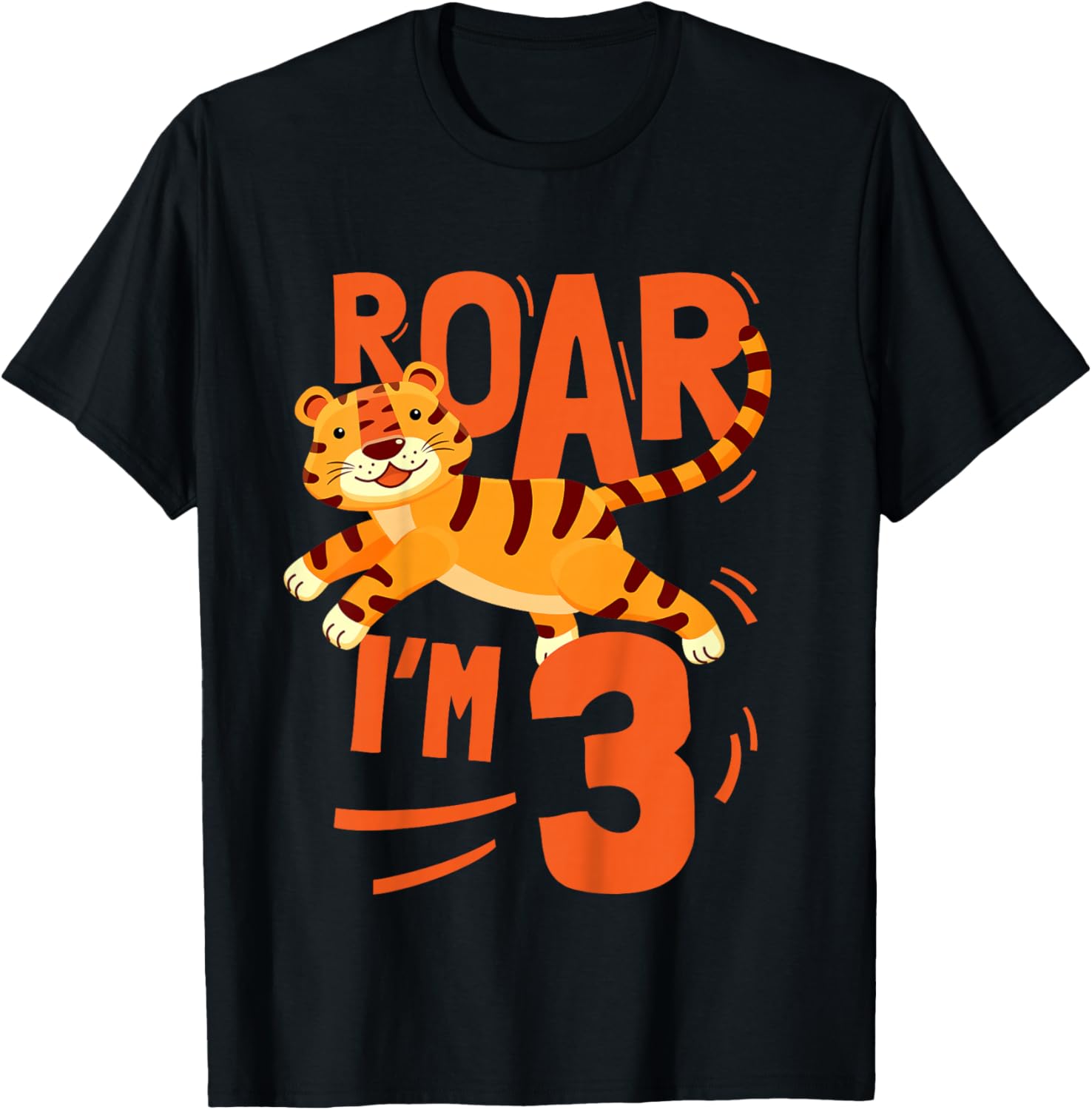 Kids Tiger 3rd Birthday Jungle Party Tiger Age 3 Wild Animal T-Shirt - T-Shirt | Black