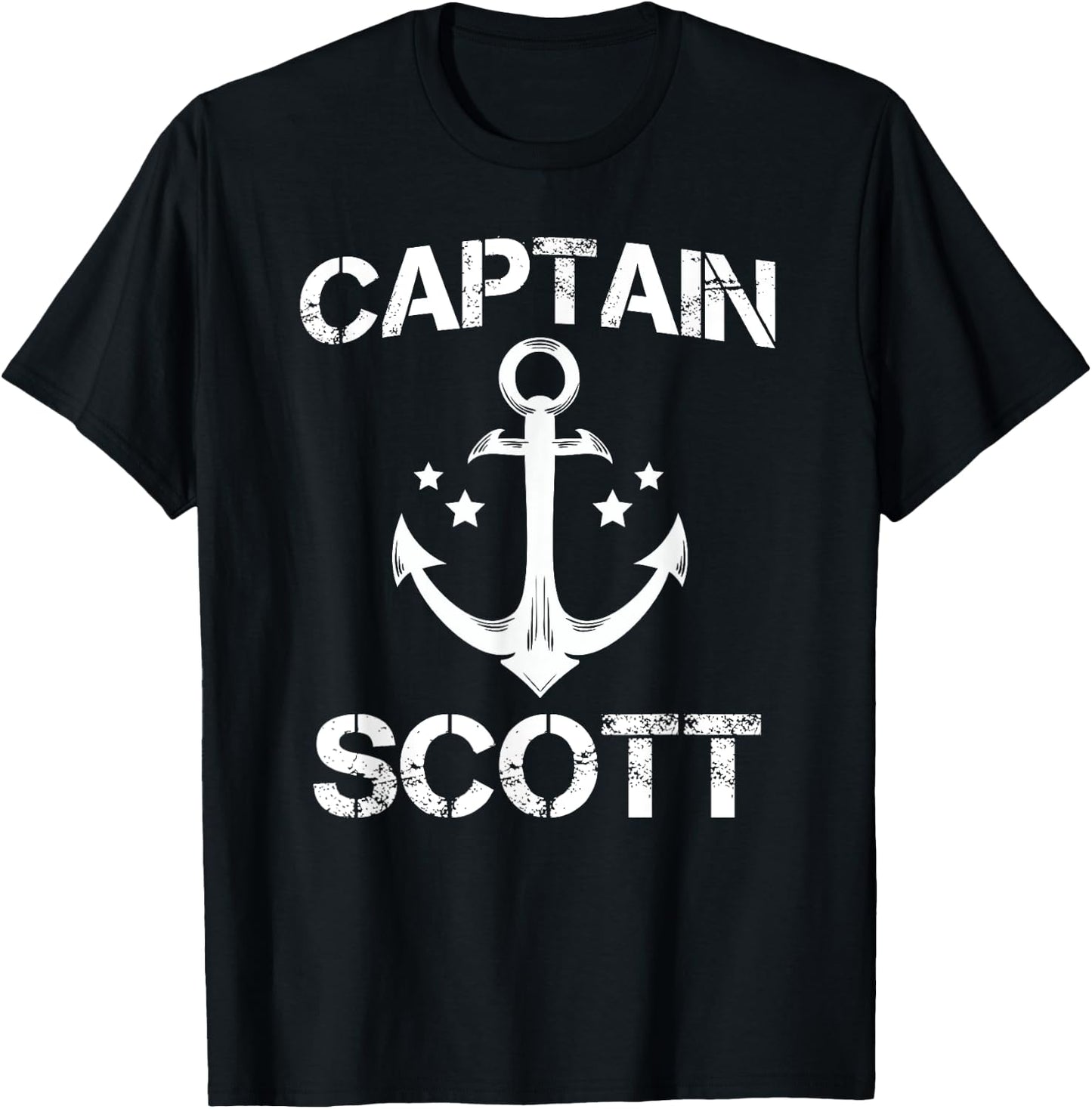 CAPTAIN SCOTT Funny Birthday Personalized Name Boat Gift T-Shirt - T-Shirt | Black