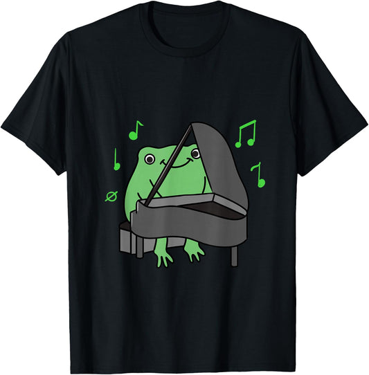 Frog Playing Piano T-Shirt - T-Shirt | Black