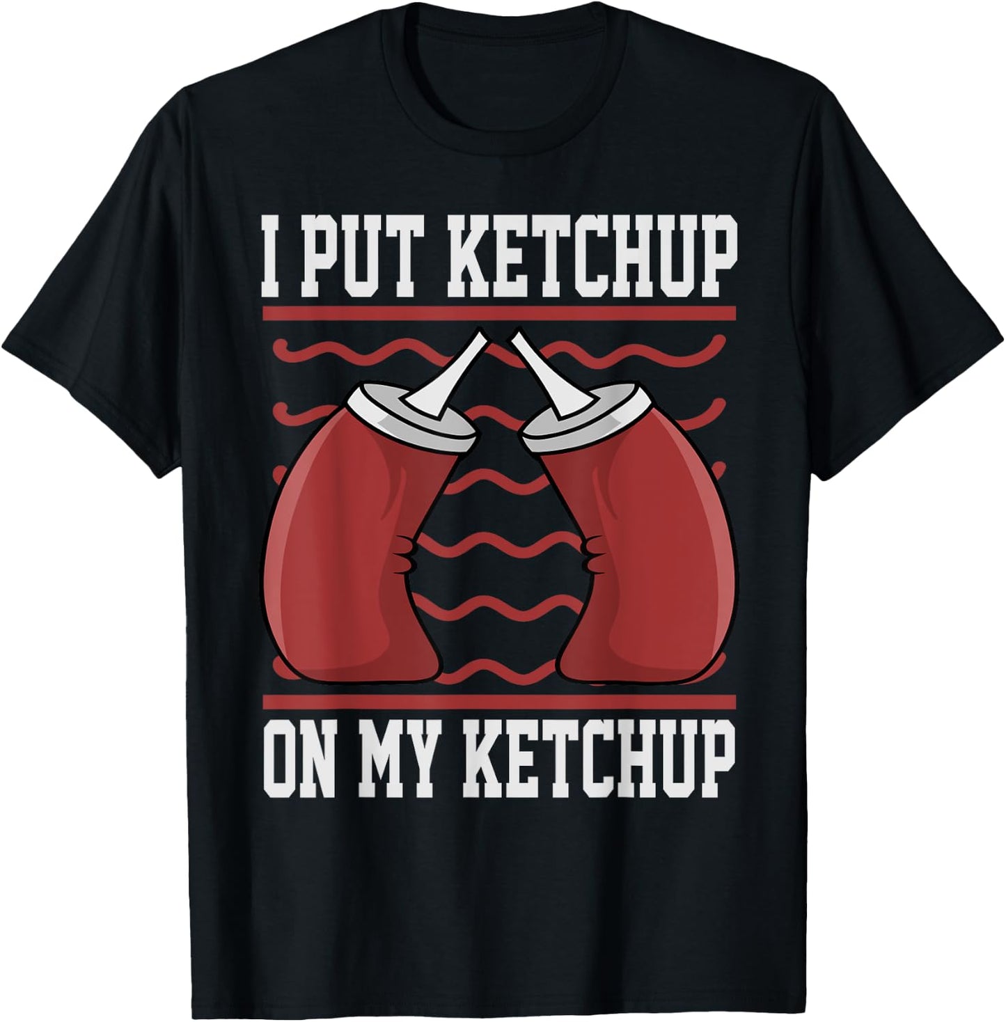 Funny Ketchup Art Women Kids Boy Girl Ketchup Lover T-Shirt - T-Shirt | Black