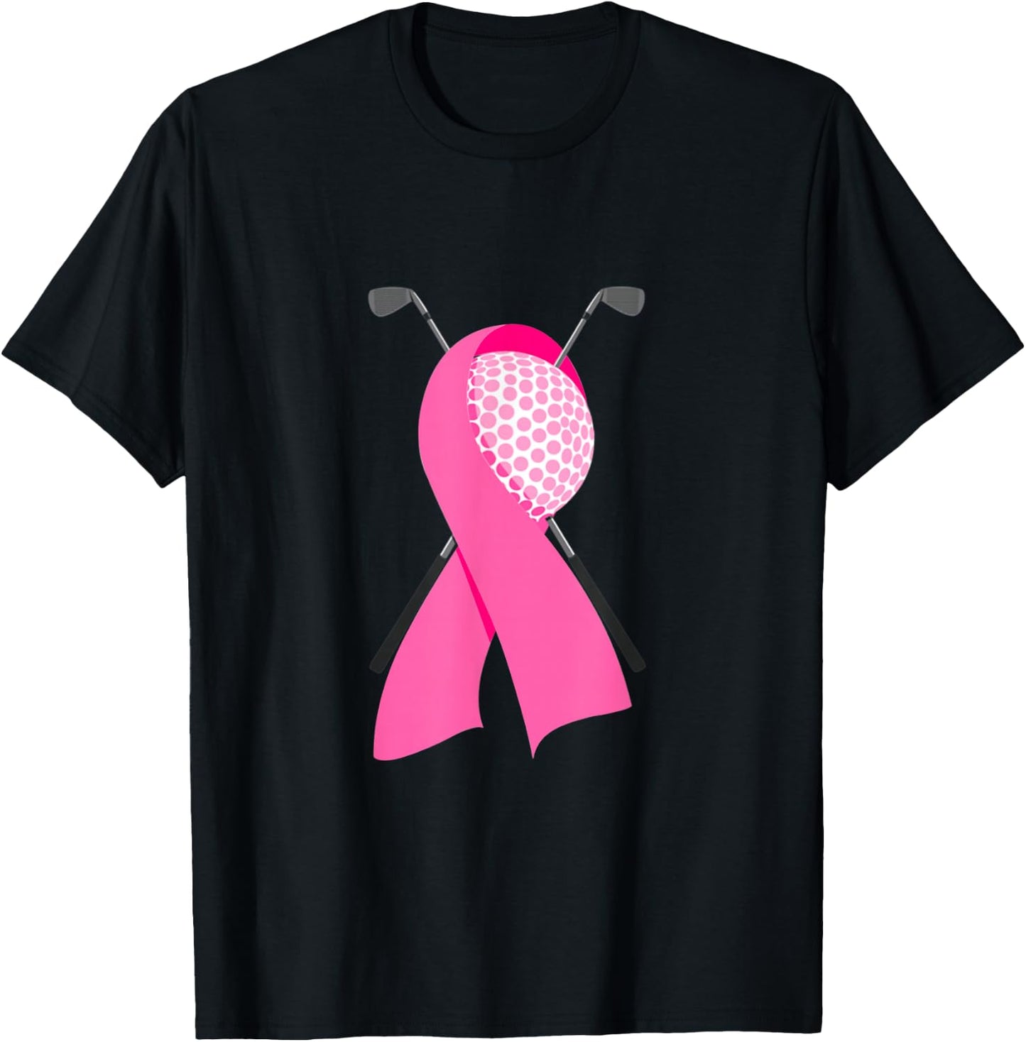 Funny Golf Pink Ribbon Breast Cancer Awareness Support Mom T-Shirt - T-Shirt | Black