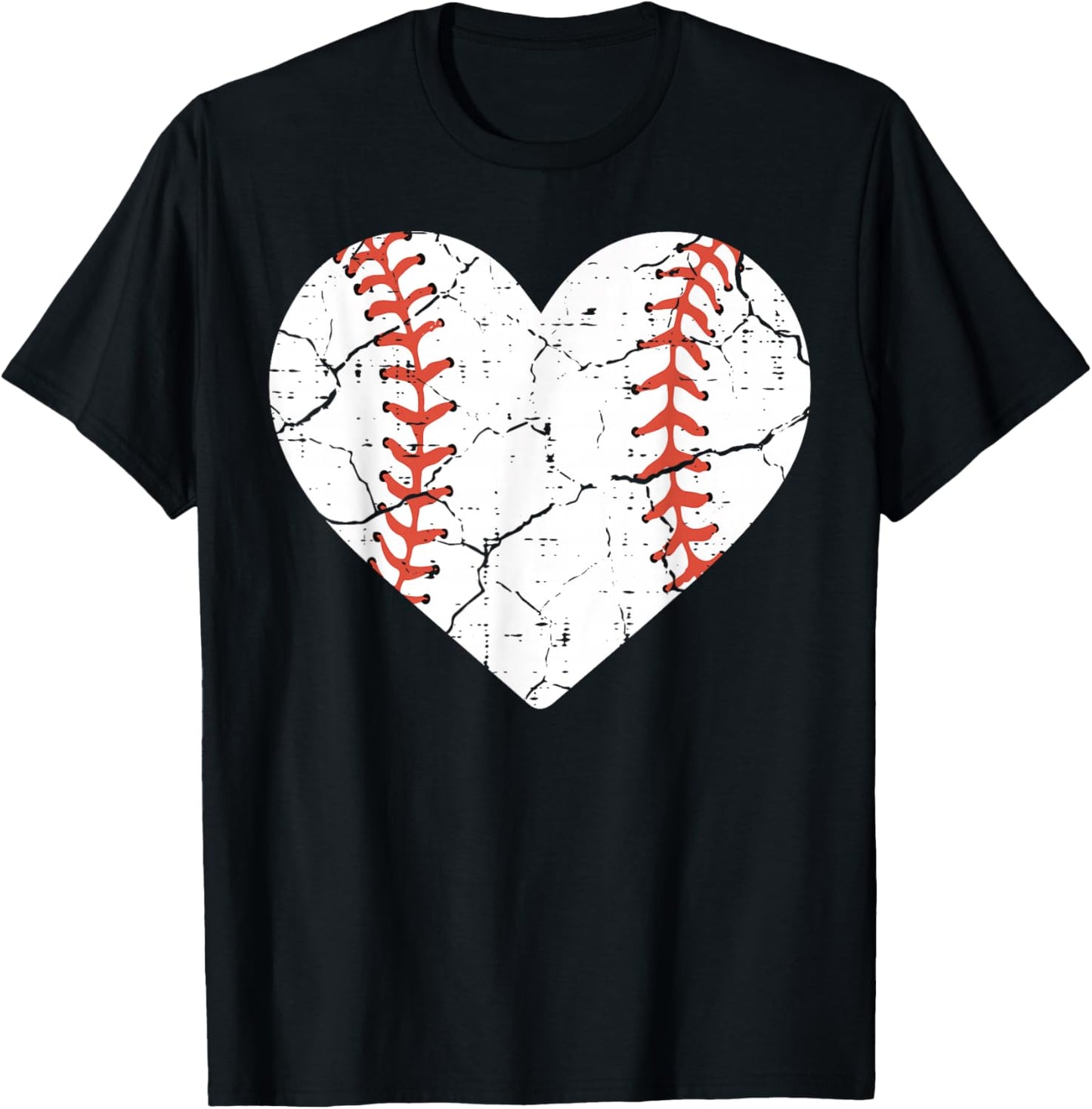 Baseball Heart Sports Player Coach Fan Women Girls T-Shirt - T-Shirt | Black