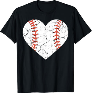 Baseball Heart Sports Player Coach Fan Women Girls T-Shirt - T-Shirt | Black