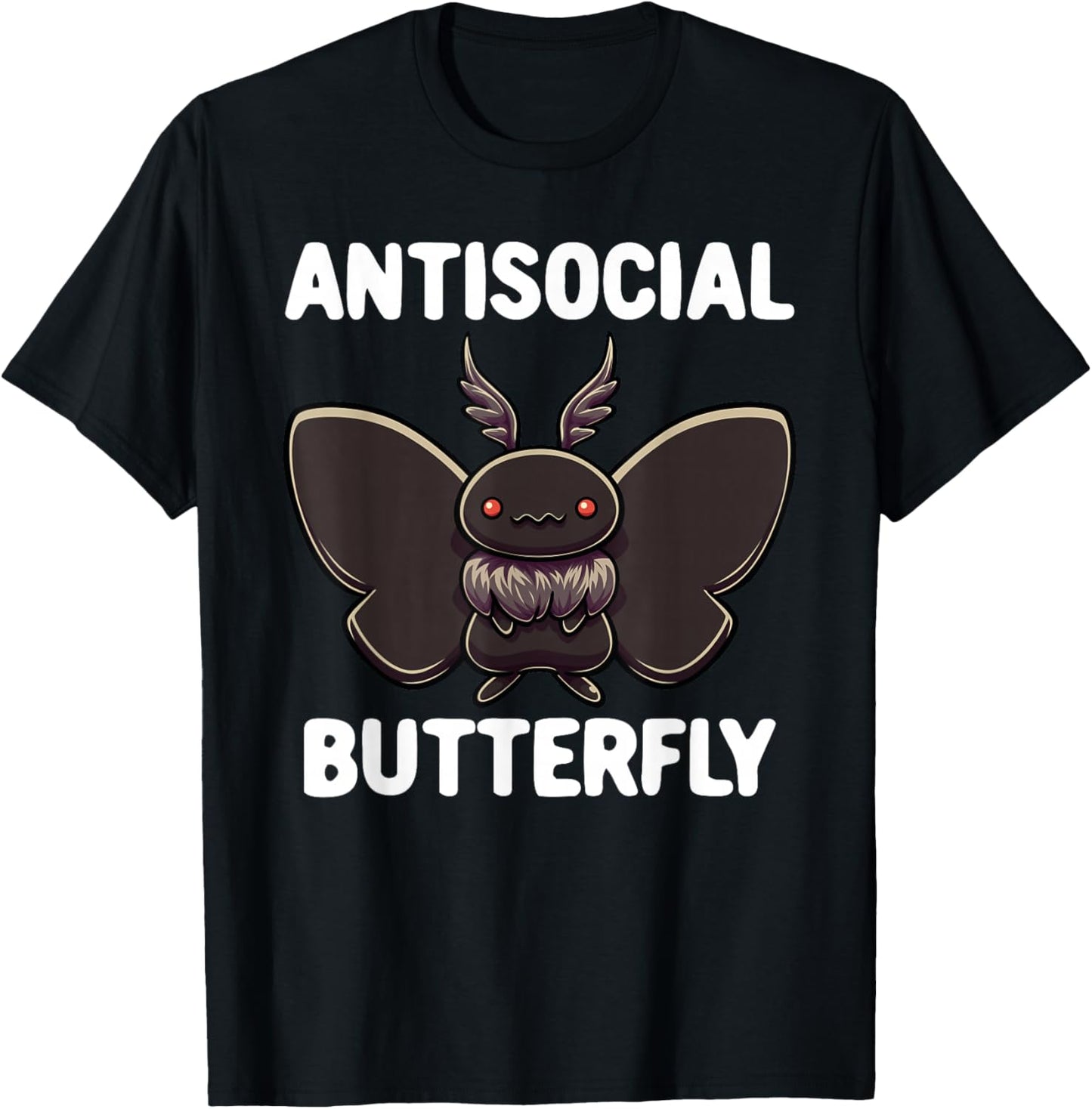 Mothman Shirt Antisocial Butterfly Introvert Cryptid T-Shirt - T-Shirt | Black