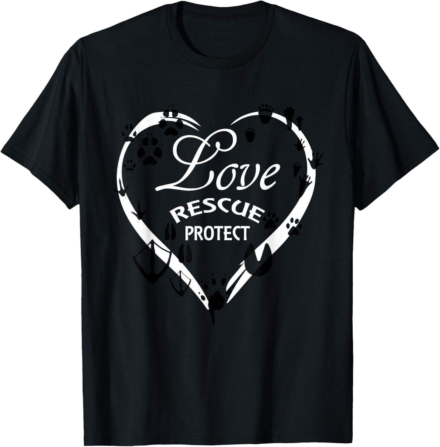 LOVE Rescue Protect Wildlife Save Animals T-Shirt - T-Shirt | Black