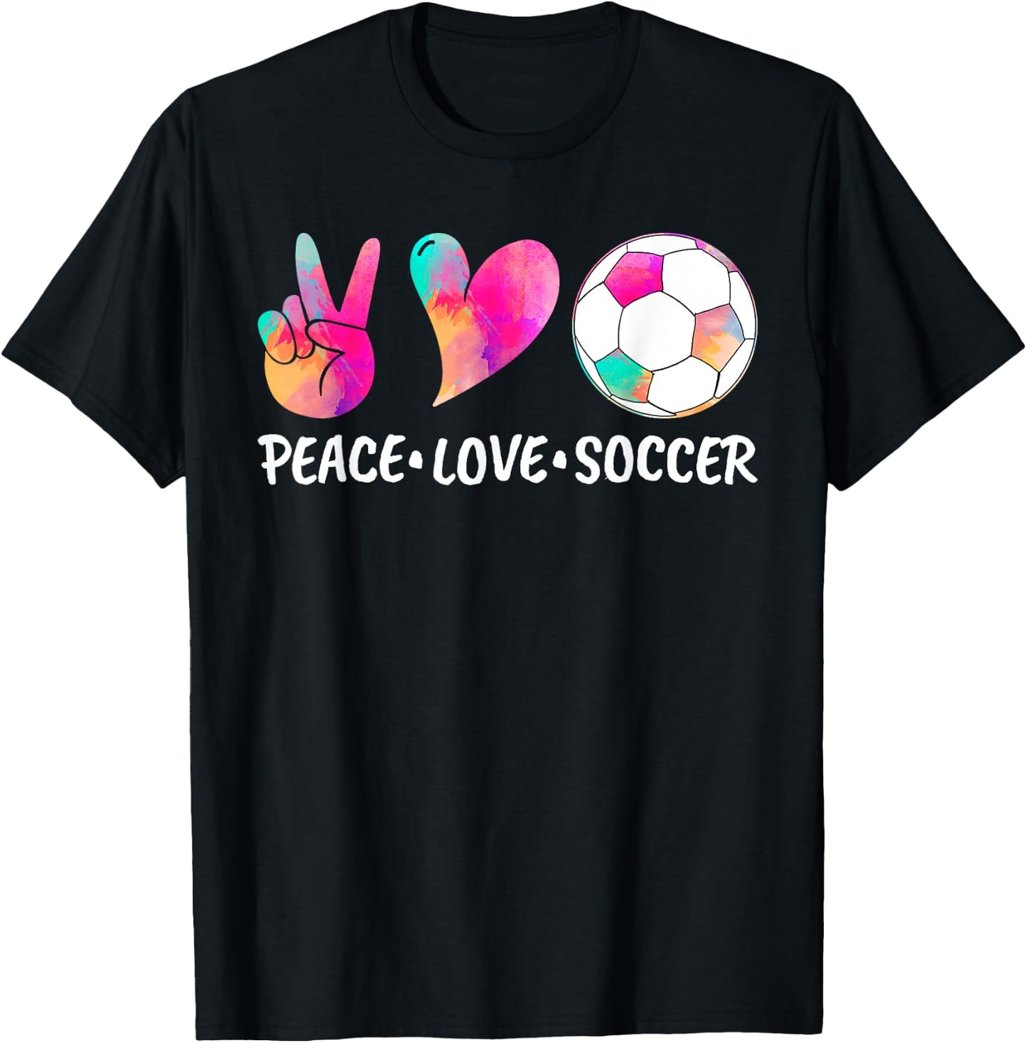 Soccer & Girls, Tie Dye Peace Love Soccer T-Shirt - T-Shirt | Black
