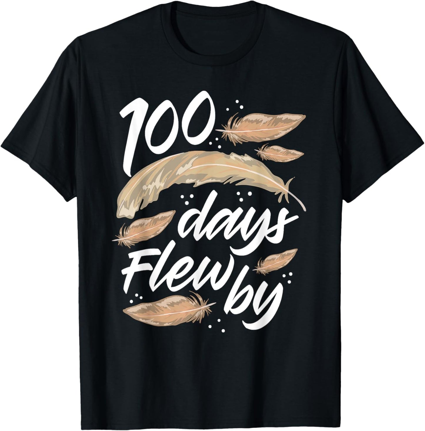 100 Days Of School Flew By Bird Feather 100th Day Cute T-Shirt - T-Shirt | Black