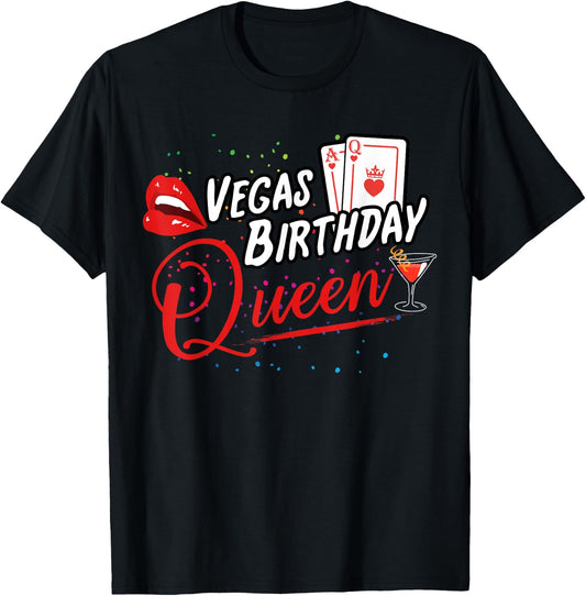 Vegas Birthday Queen Las Vegas Birthday Party T-Shirt - T-Shirt | Black