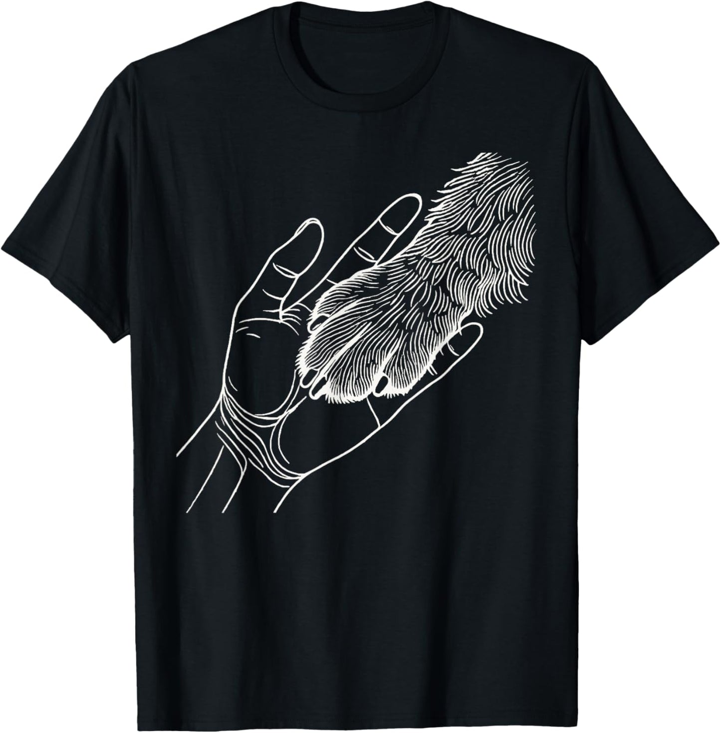 Dog And People Punch Hand Dog Man Friendship Bump Dog's Paw T-Shirt - T-Shirt | Black