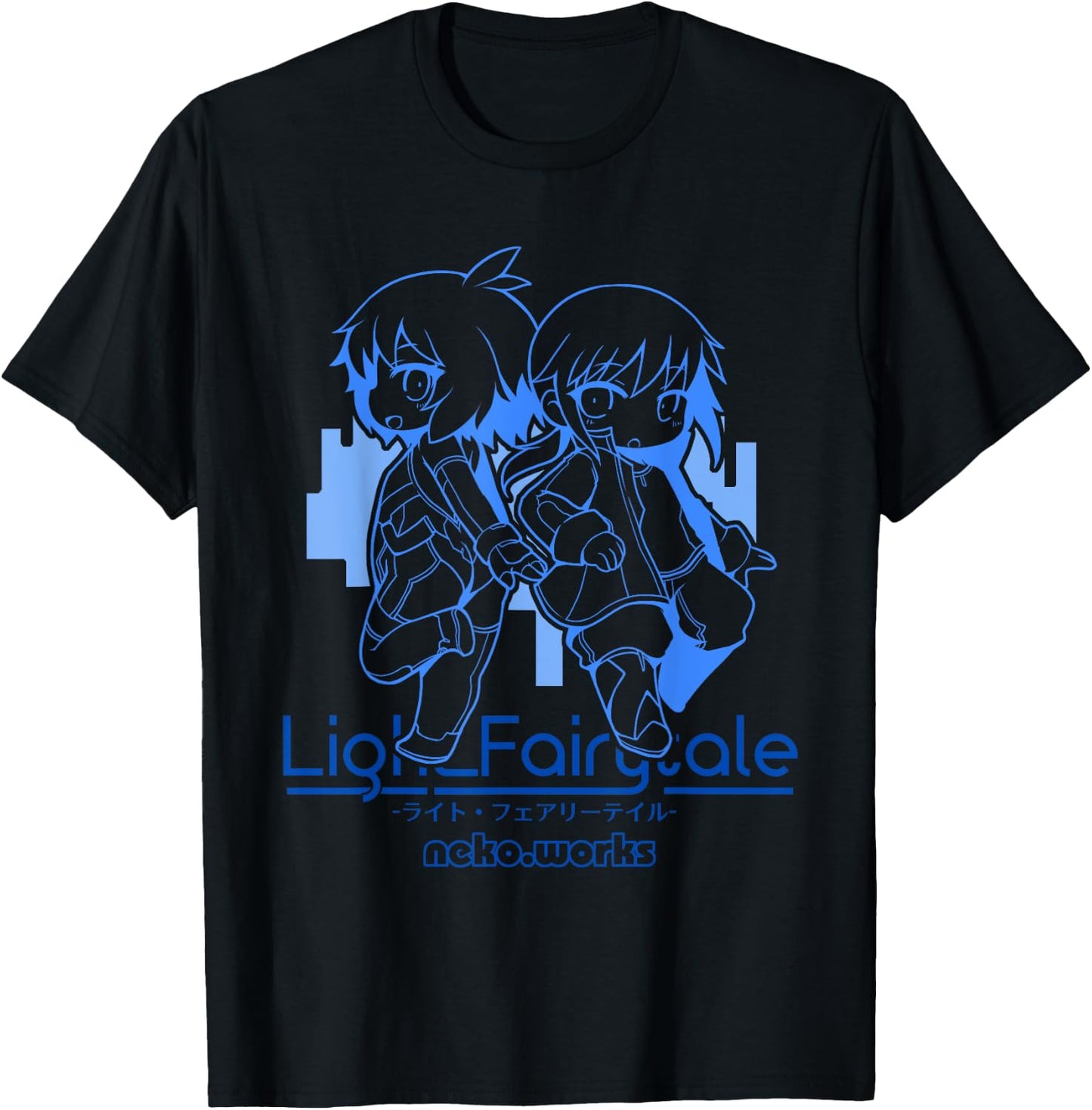 Light Fairytale - Chibi Haru & Kuroko (Front Only) T-Shirt - T-Shirt | Black