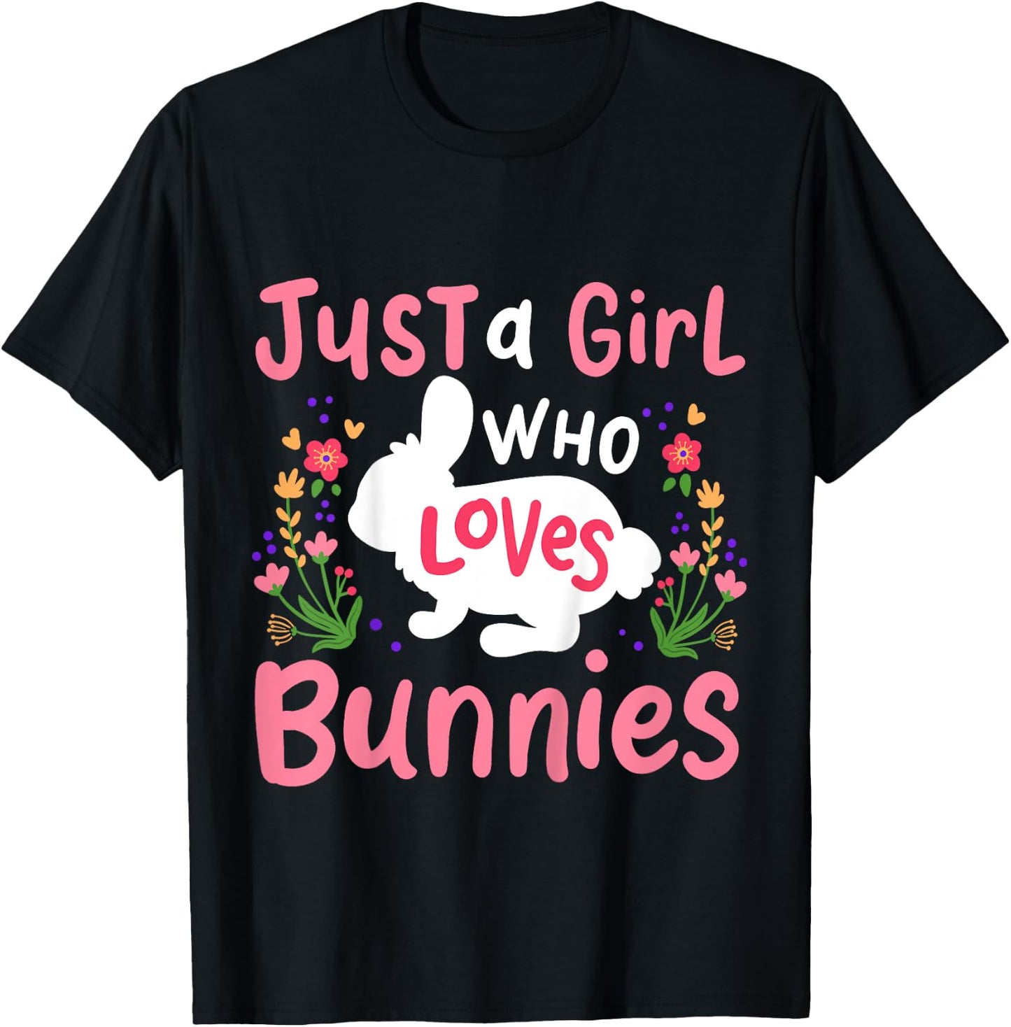 Kids Bunny Rabbit Just A Girl Who Loves Bunnies T-Shirt - T-Shirt | Black