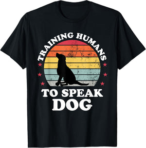 Retro Dog Commands Obedience Training Funny Dog Trainer T-Shirt - T-Shirt | Black