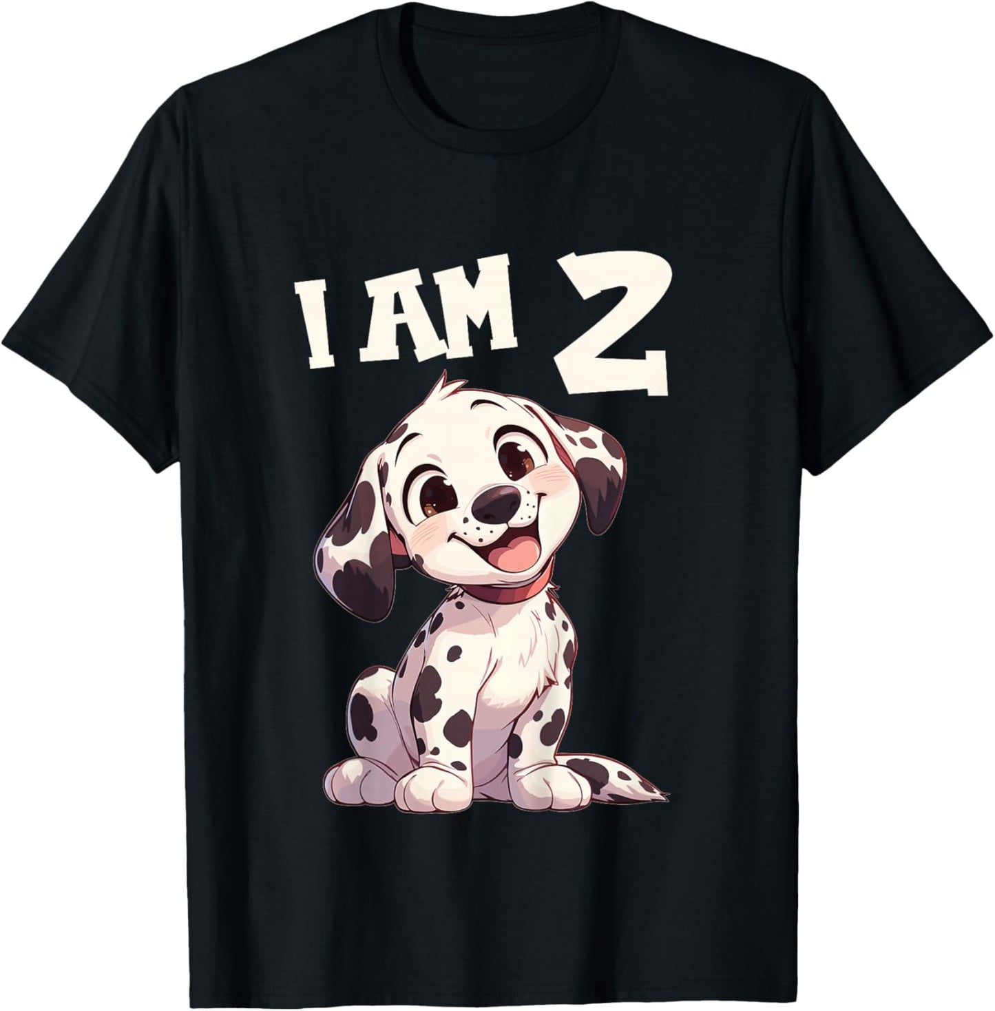 Kids 2 Years old 2th birthday Dalmatian Dogs Dalmatian Dog T-Shirt - T-Shirt | Black