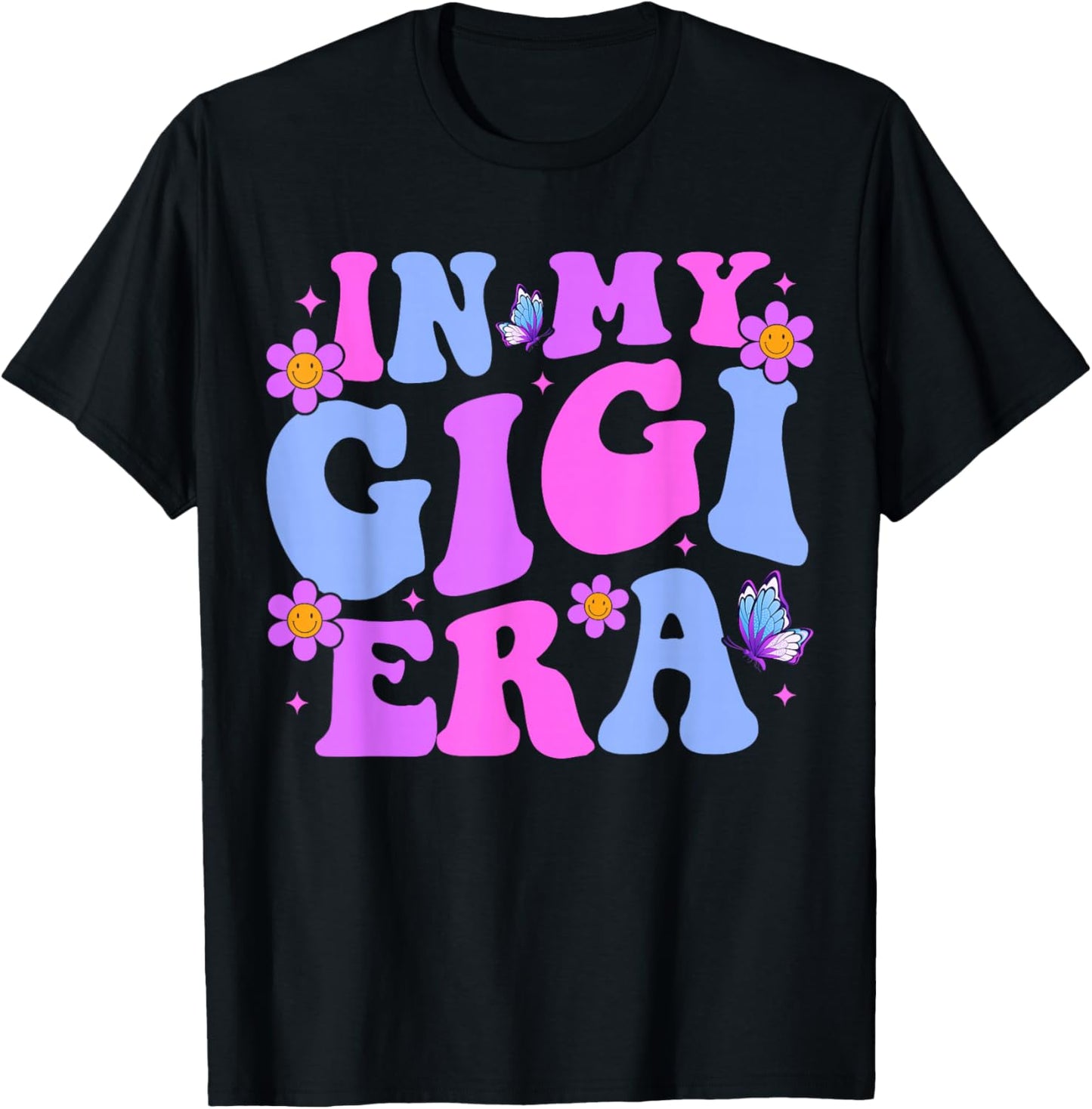 in My Gigi Era Pregnancy Announcement Grandma Mother's Day T-Shirt - T-Shirt | Black