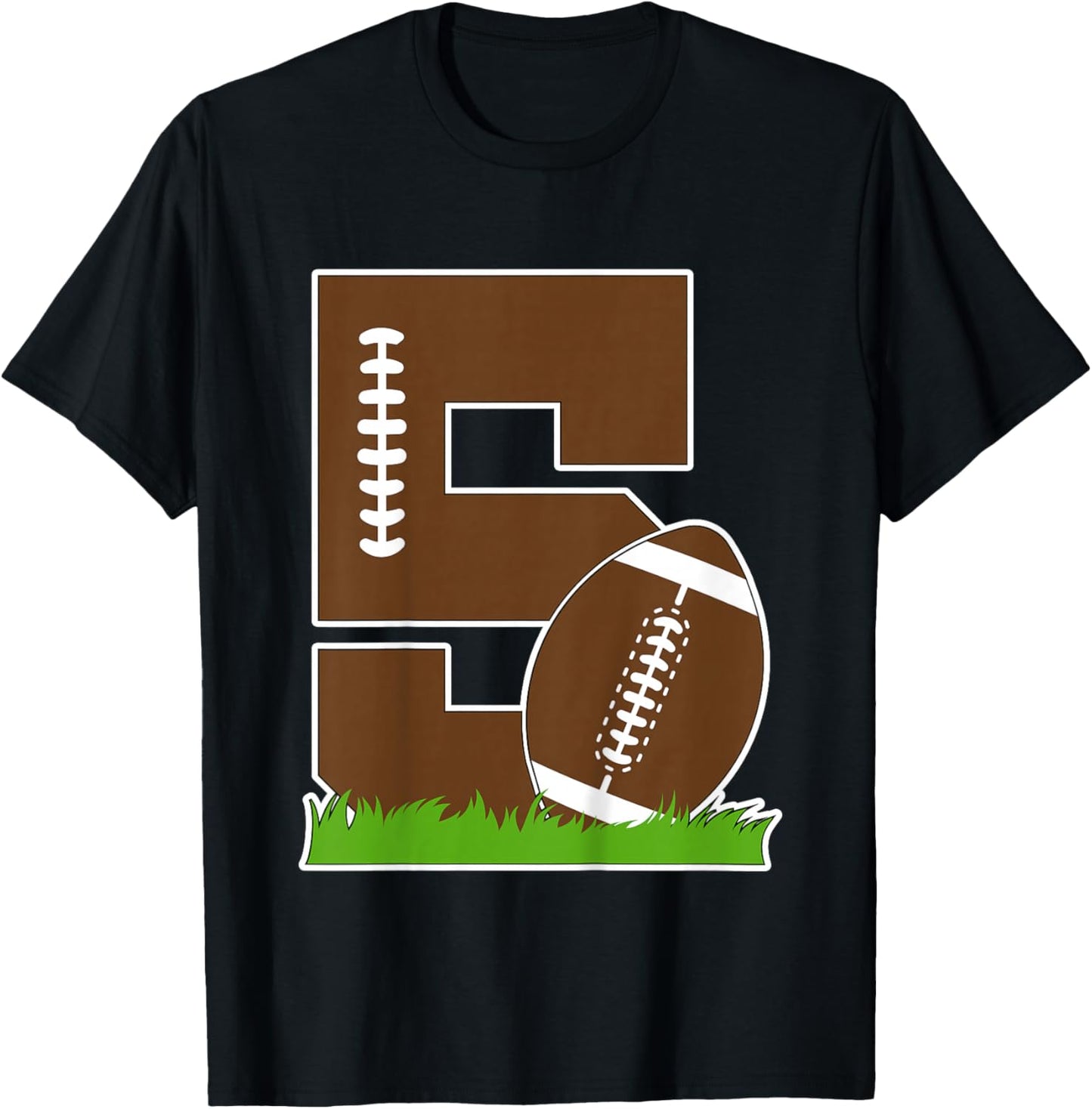 Kids 5th Birthday Football Boy Five Year Old Football Player T-Shirt - T-Shirt | Black