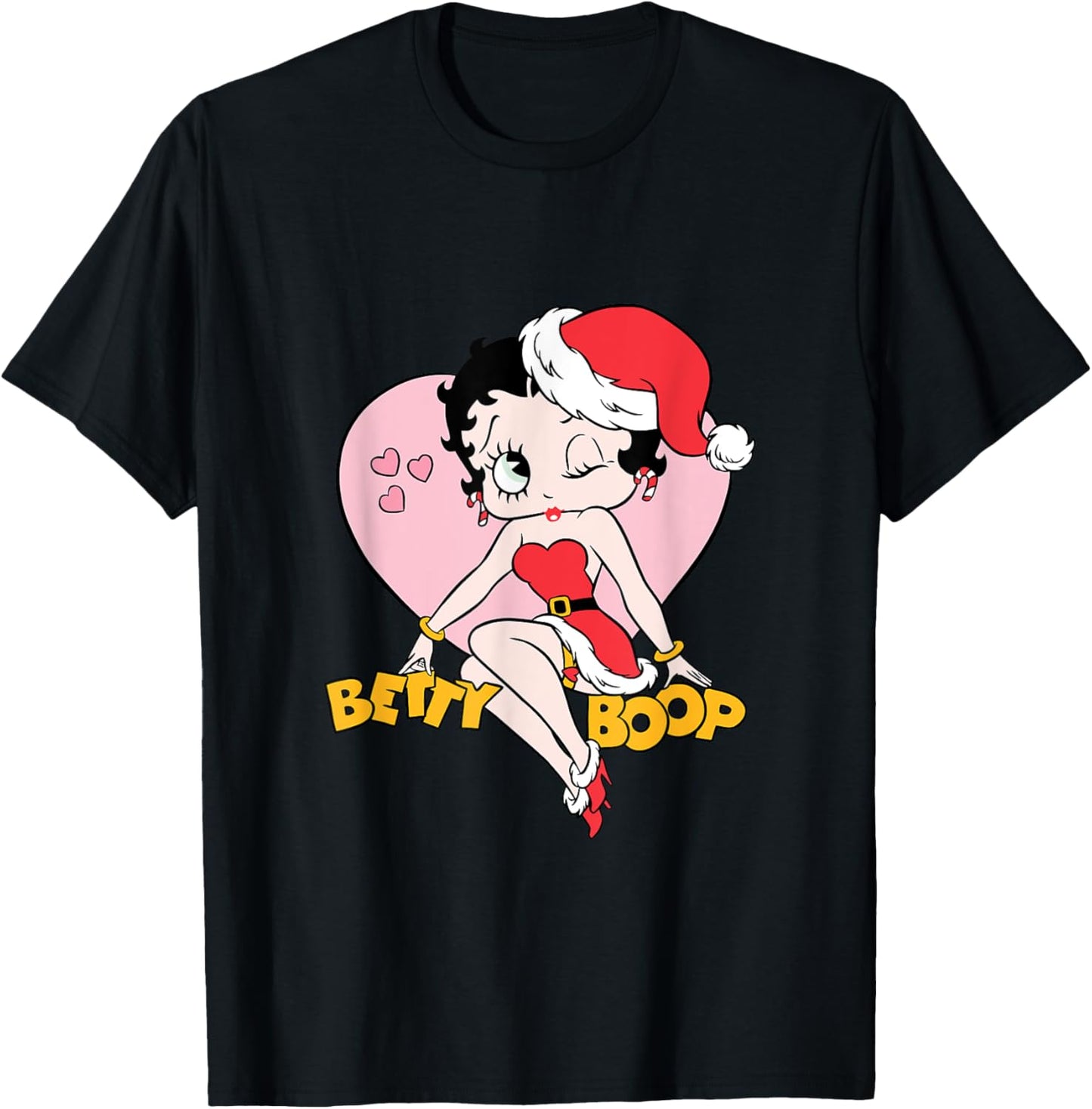 Betty Boop Christmas Heart Wink T-Shirt - T-Shirt | Black