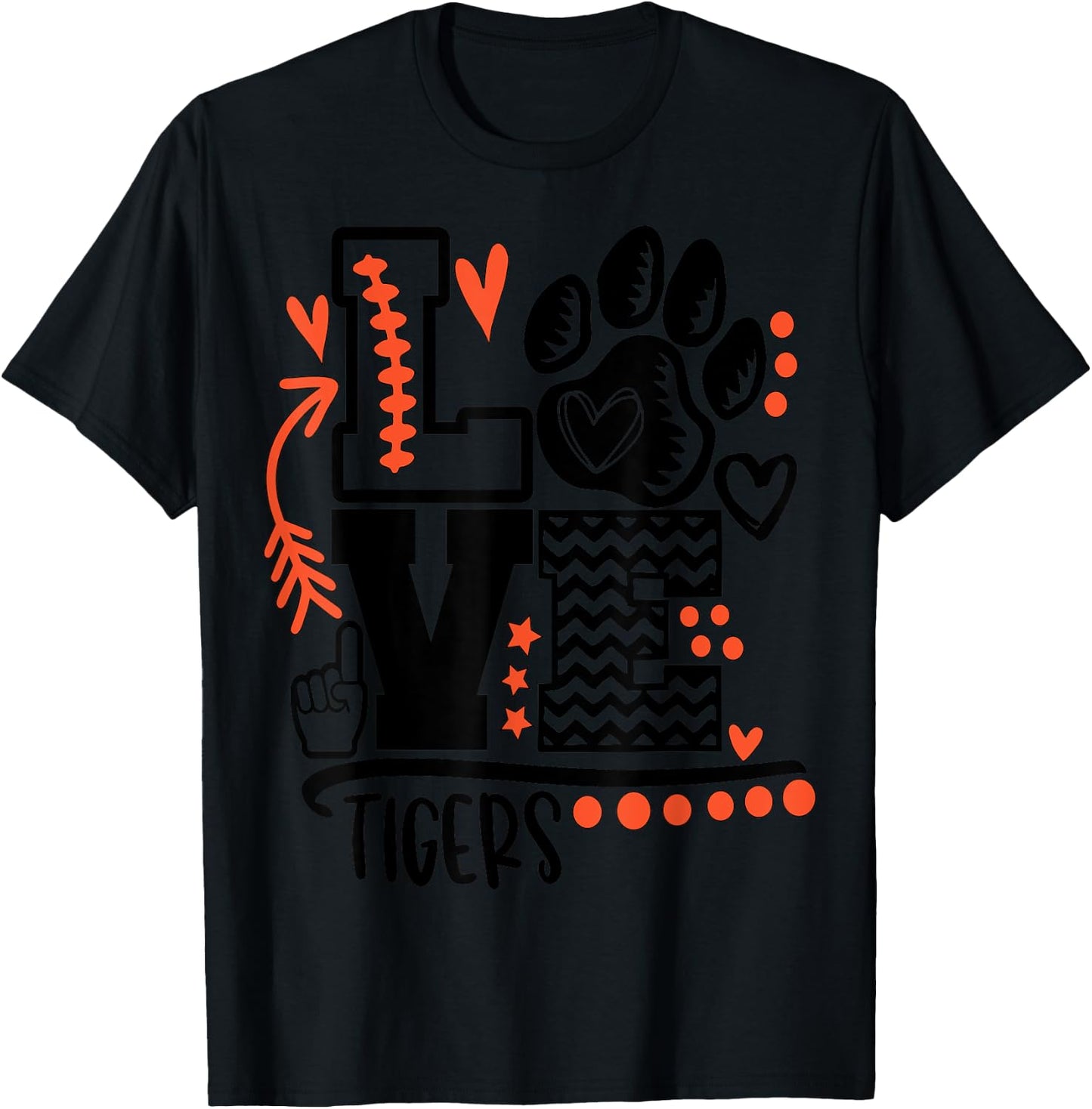 Football tigers paw mom school spirit T-Shirt - T-Shirt | Black