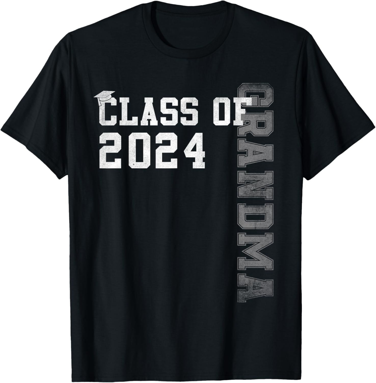 Grandma Senior 24 Proud Grandma Of A Class Of 2024 Graduate T-Shirt - T-Shirt | Black