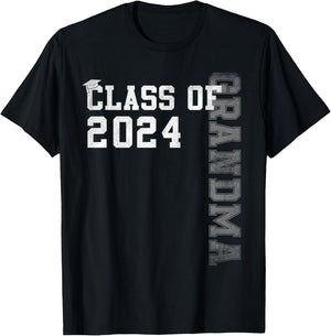 Grandma Senior 24 Proud Grandma Of A Class Of 2024 Graduate T-Shirt - T-Shirt | Black